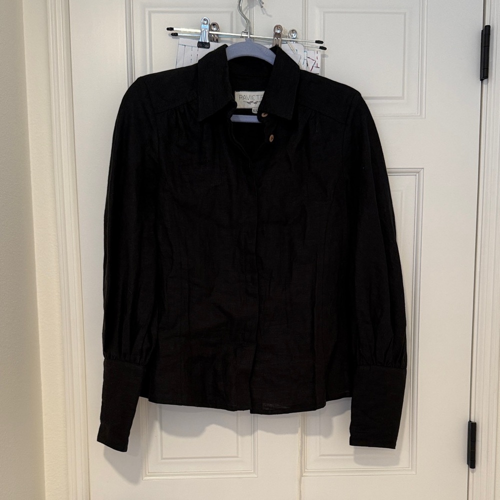 100% linen lantern sleeve blouse